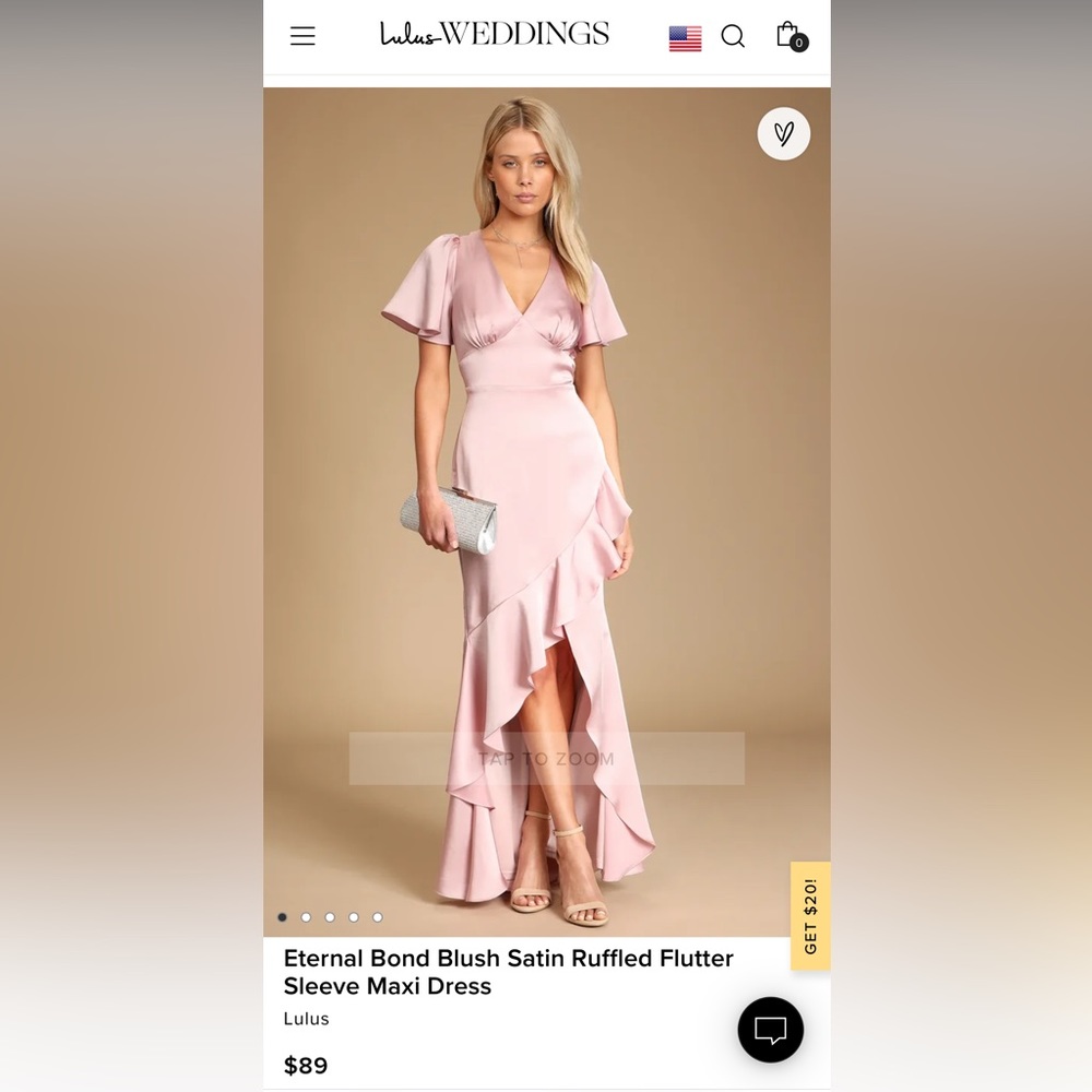 Lulu’s Wedding Guest Dress. Silky, elegant, blush   pink size S. FREE SHIPPING